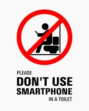 Using smartphone in a toilet sign vector illustration Stock Illustration
