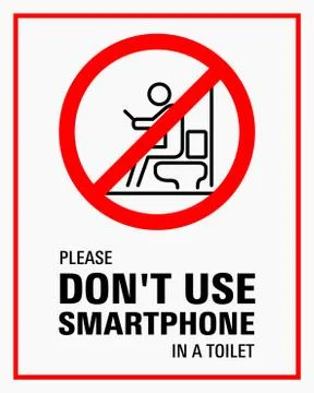 Using smartphone in a toilet sign vector illustration Stock Illustration
