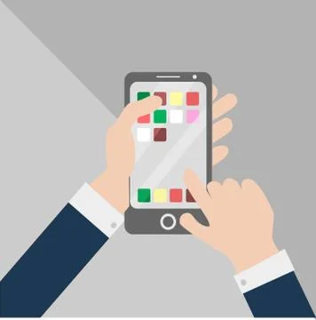 Using Smartphone Touch Stock Illustration