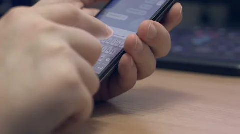 Using Smartphone Typing Message Video stock 43343644