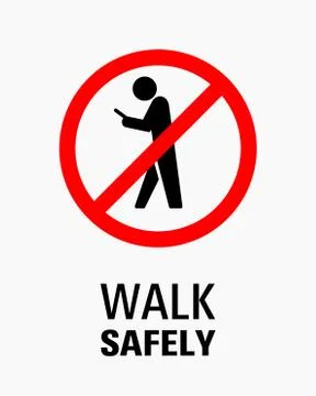 Using smartphone while walking sign vector illustration Ilustración de archivo