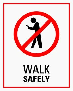Using smartphone while walking sign vector illustration Stock Illustration