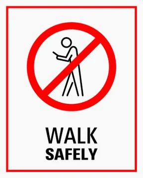 Using smartphone while walking sign vector illustration Ilustración de archivo