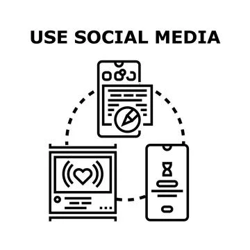 Using social media for digital communication and engagement Stock Illustration