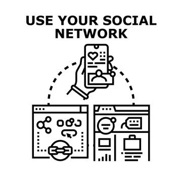 Using social network media for connecting digital content Stock Illustration