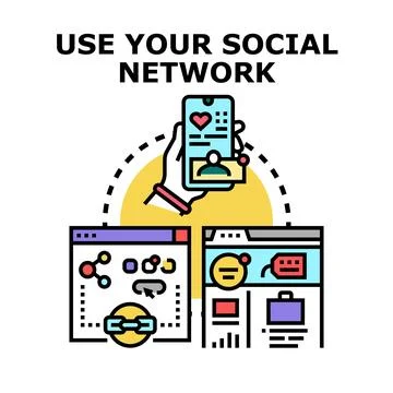 Using social network media for connecting digital content Stock Illustration