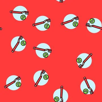 Using soft bristled toothbrush vector seamless pattern Illustrazione stock