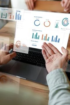 Using software tools for business analysis and performance metrics at a Stock Photos