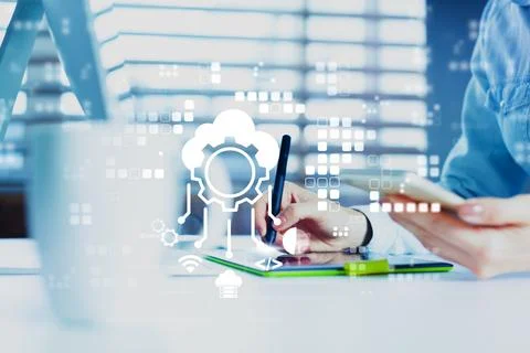 Using software tools for business solutions in a software development Stock Photos