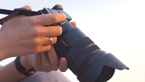 Using Sony Mirrorless Camera Stock Footage 92571081