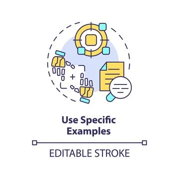 Using specific examples multi color concept icon Stock Illustration