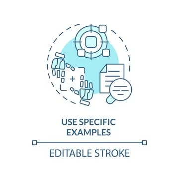 Using specific examples soft blue concept icon Stock Illustration