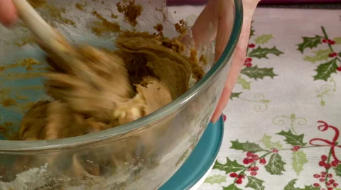 Using a Spoon to Beat Brown Sugar and Butter Together Stock Footage 55666951