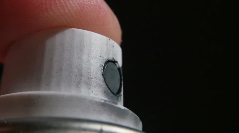 Using Spray Paint Can Gray Macro Close Up Shot Slow Motion Stock Footage 64050924