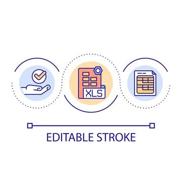Using spreadsheets loop concept icon 库存插图