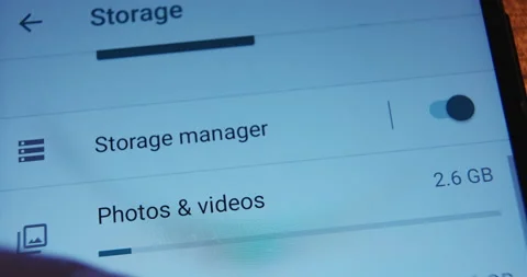 Using storage analysis tool to control contemporary phone Video stock 149460414