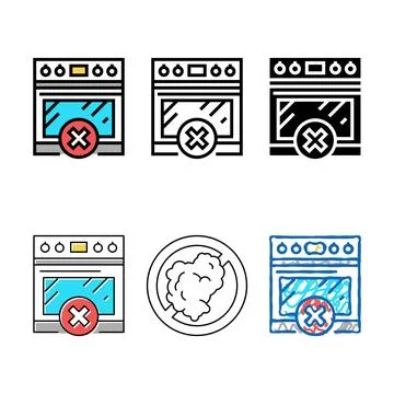 Using stove prohibition for stylized children color icon vector Stock Illustration