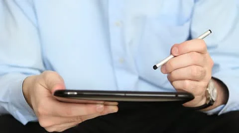 Using stylus pen for graphic tablet Stock Footage 22008818