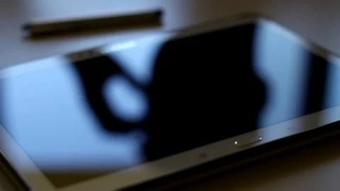 Using Stylus On Tablet Touchscreen Close-up Stock Footage 76627810