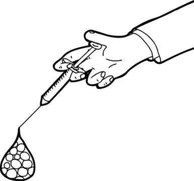 Using Syringe with Blood Cells Stock Illustration