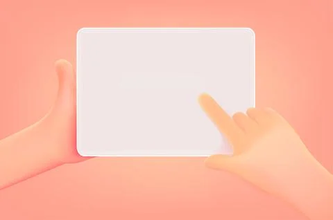 Using tablet computer with blank screen. 3d vector illustration Stock Illustration