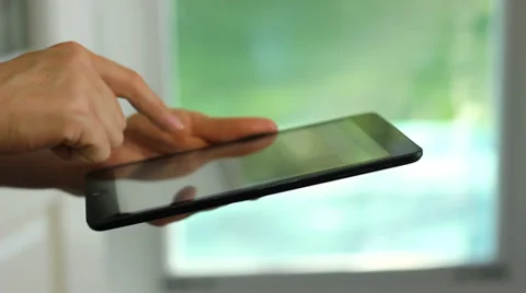 Using tablet computer close up Stock Footage 29253634