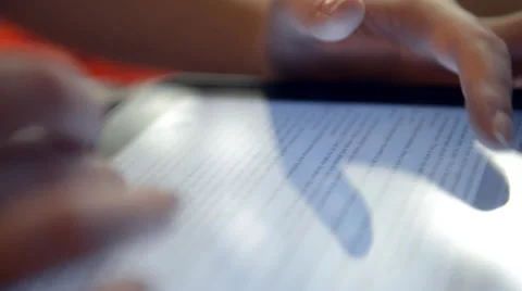 Using tablet computer close up Stock Footage 42114485