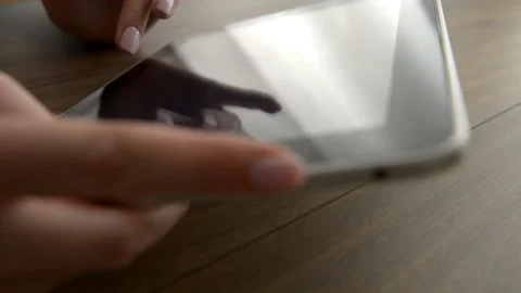 Using tablet computer close up Video stock 88826044