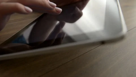 Using tablet computer close up Stock Footage 88826049