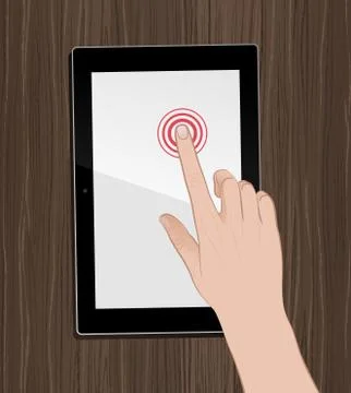 Using Tablet On Desktop Illustrazione stock