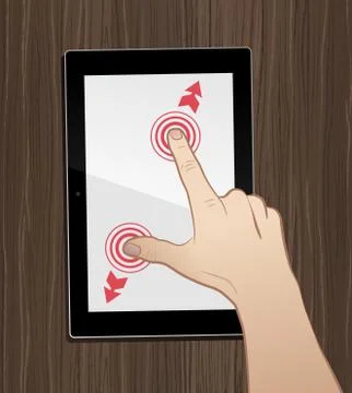 Using Tablet On Desktop Stock Illustration