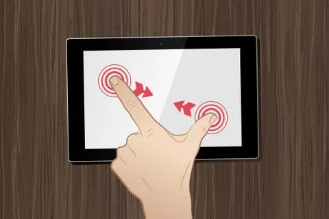 Using Tablet On Desktop Stock Illustration