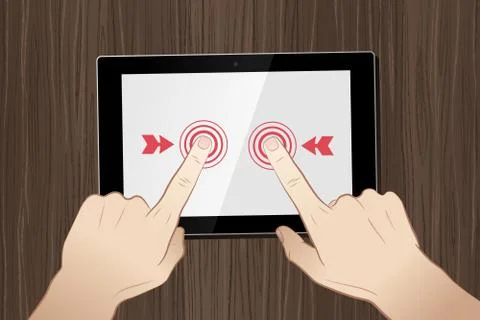 Using Tablet On Desktop Illustrazione stock