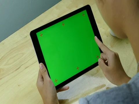 Using Tablet with Green Screen Stock Footage 76150370