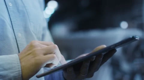 Using Tablet in Industrial Environment Stock Footage 47907866