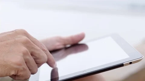 Using tablet in nature background. Stock Footage 70882057