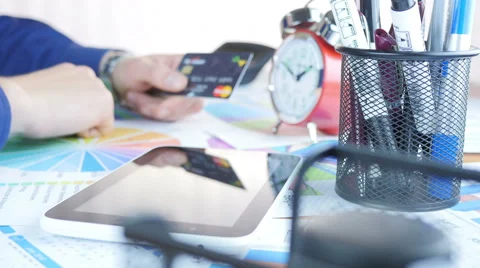 Using Tablet In Office Stock Footage 64052458