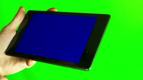 Using Tablet Pc With Blue Screen Stock Footage 49417029