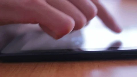 Using a Tablet PC Close Up Stock Footage 95261249