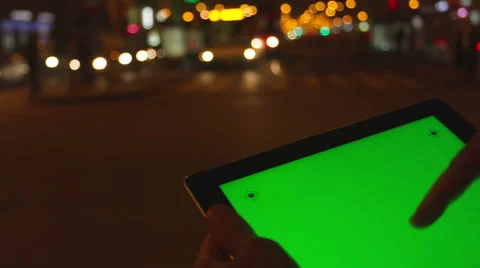 Using Tablet Pc With Green Screen Stock Footage 49275019