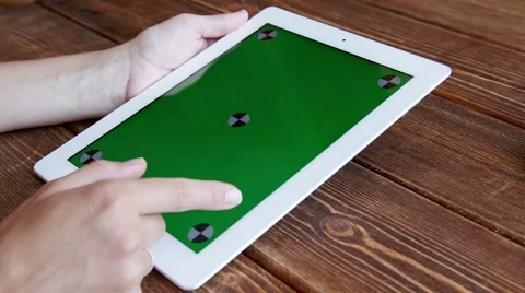 Using tablet pc touchscreen Stock Footage 52377650