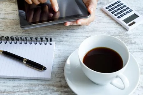 Using the tablet. Stock Photos