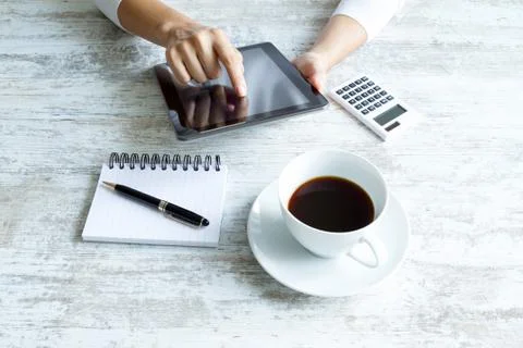 Using the tablet. Stock Photos