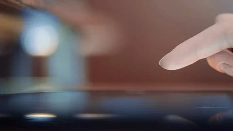 Using Tablet Screen With Fingers In The Evening Stock Footage 90511758
