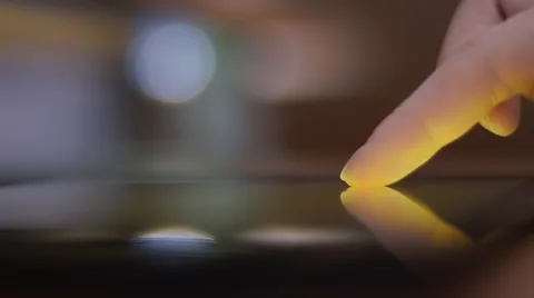Using Tablet Screen With Fingers Stock Footage 61399680