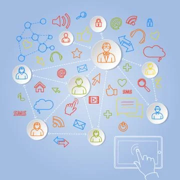 Using tablet for social network concept vector Stock Illustration