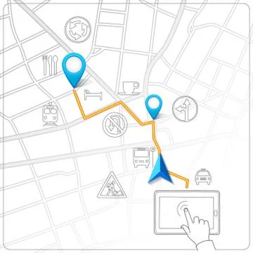Using tablet for street map navigation vector Stock Illustration