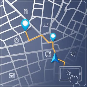 Using tablet for street map navigation vector Stock Illustration
