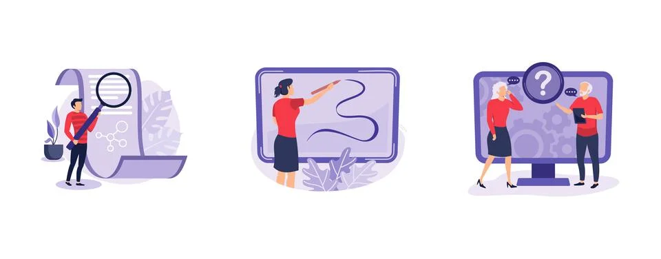 Using technology. Electronic paper, digital pen, low-technical communication, Stock Illustration