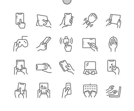 Using technology. Hands holding smart devices. イラスト素材